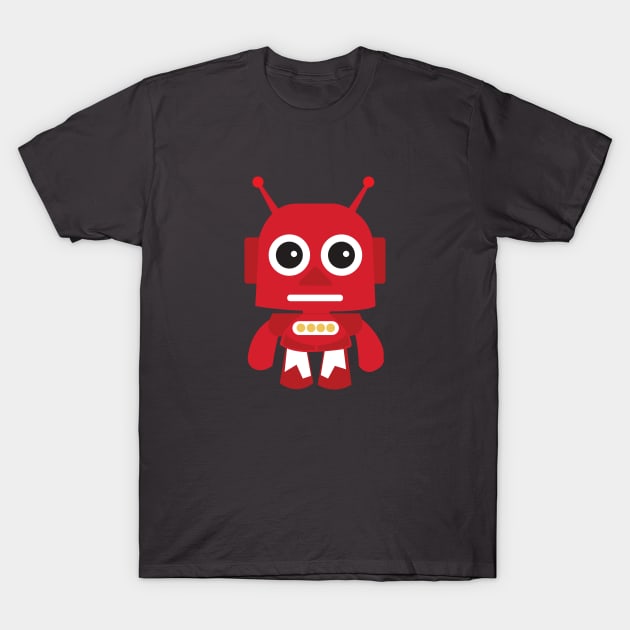 Cute Red Retro Robot T-Shirt by Hedgie Designs